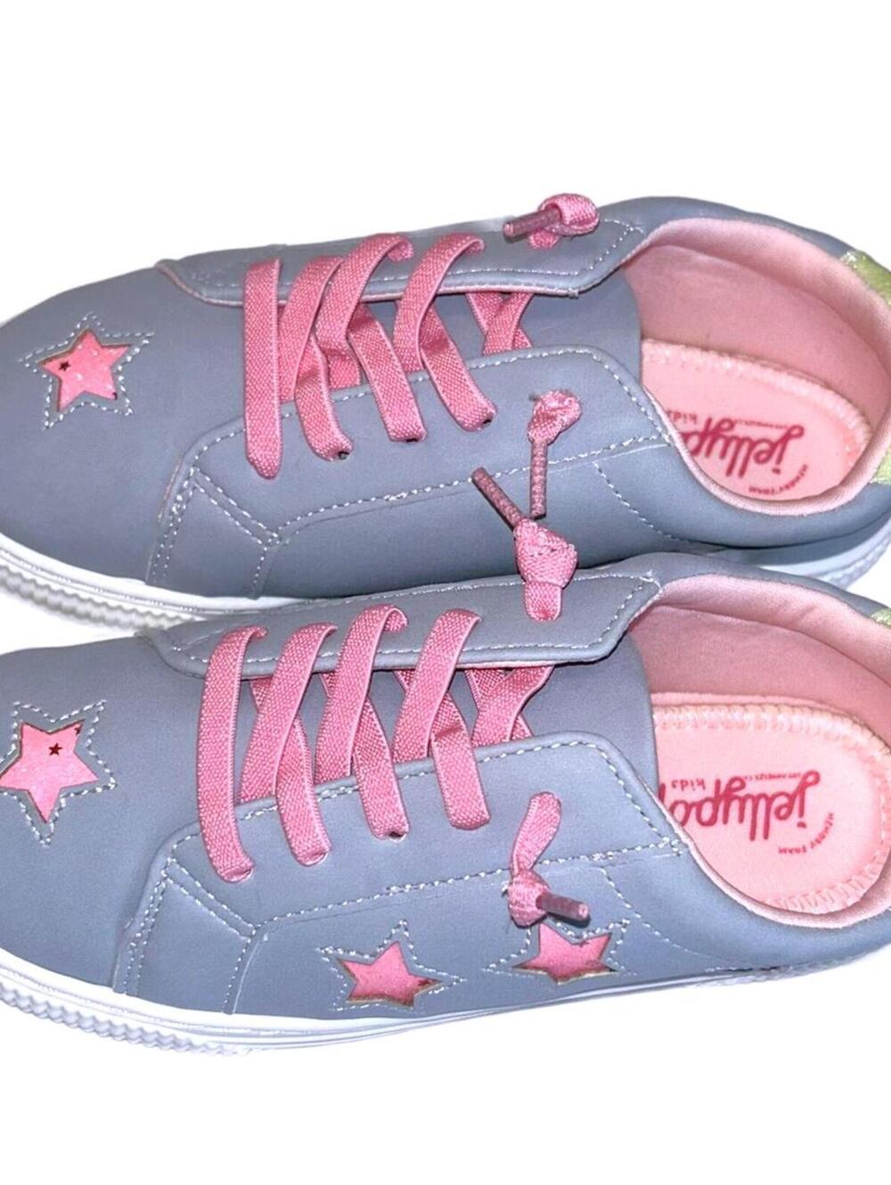 Jellypop Pink Star Lace Up Sneakers "Blue/Pink" Girl's Size 2 | NEW